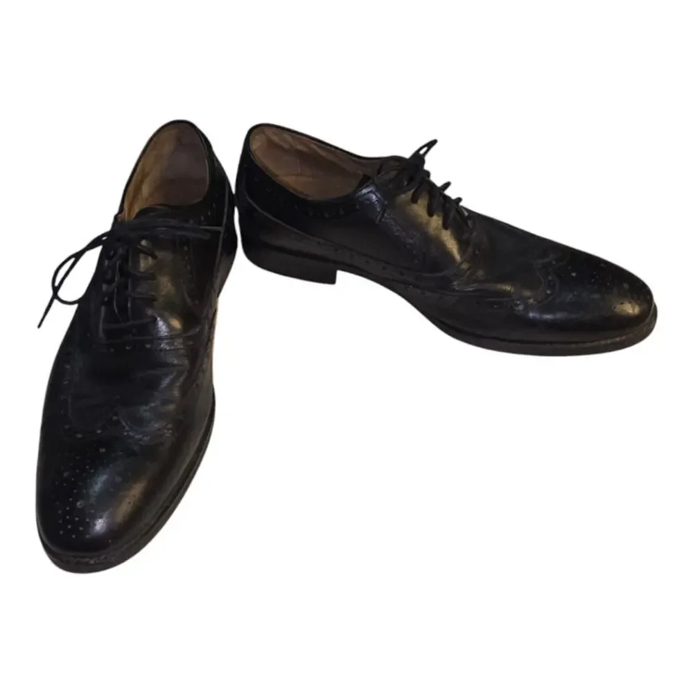 Johnston Murphy Wingtip Oxford Dress Shoes‎ Black Leather Brogue Lace Up 9.5 Men